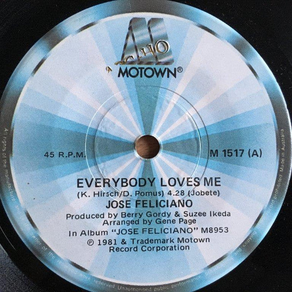 José Feliciano : Everybody Loves Me (7", Single)
