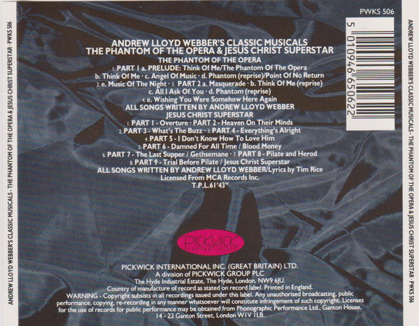 Royal Philharmonic Pops Orchestra Plays Andrew Lloyd Webber : The Phantom Of The Opera & Jesus Christ Superstar (CD, Comp, Red)