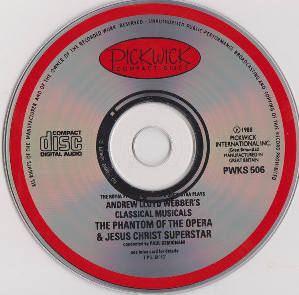 Royal Philharmonic Pops Orchestra Plays Andrew Lloyd Webber : The Phantom Of The Opera & Jesus Christ Superstar (CD, Comp, Red)