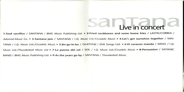 Santana : Live In Concert (CD, Comp)