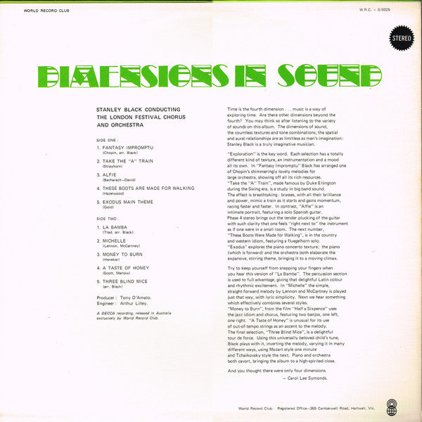 Stanley Black Conducting The London Festival Chorus And London Festival Orchestra : Dimensions In Sound (LP, Album, Club, RE)