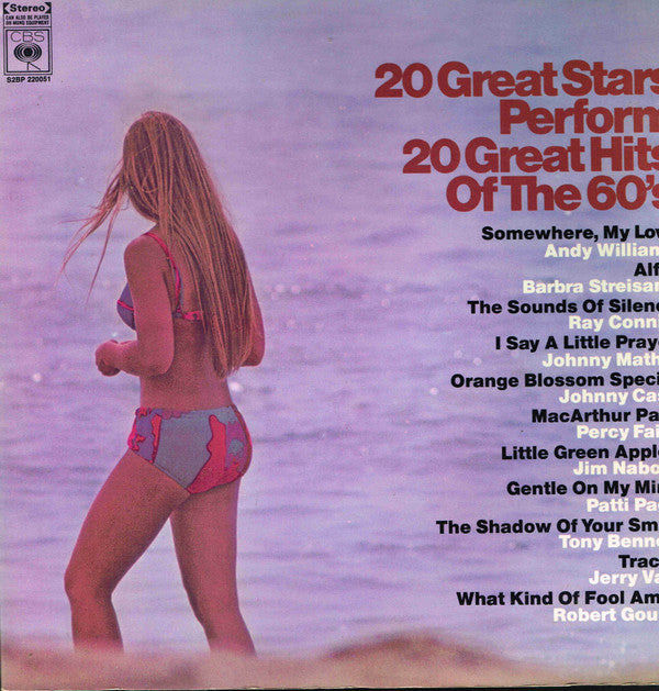 Various : 20 Great Stars Perform 20 Great Hits Of The 60's (2xLP, Comp, Promo, Gat)