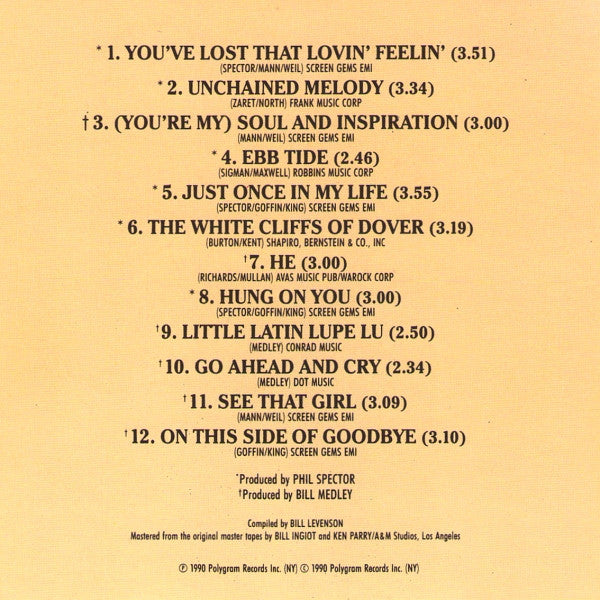 The Righteous Brothers : The Very Best Of The Righteous Brothers - Unchained Melody (CD, Comp)