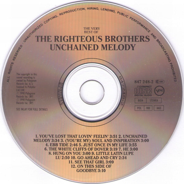 The Righteous Brothers : The Very Best Of The Righteous Brothers - Unchained Melody (CD, Comp)