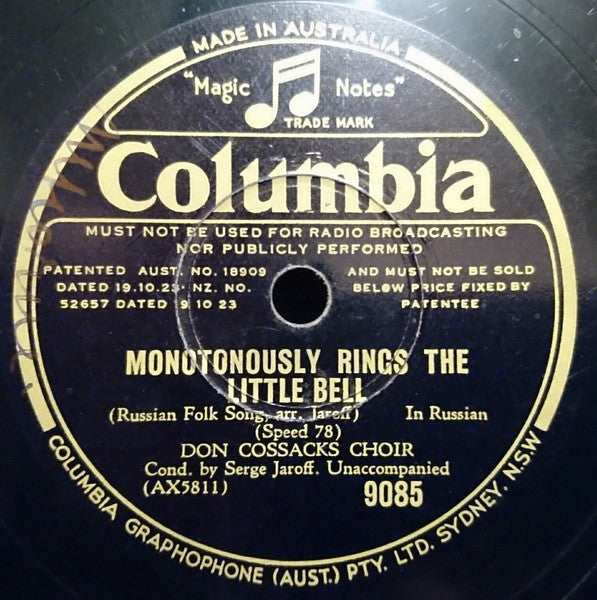 Don Kosaken Chor Serge Jaroff : Monotonously Rings The Little Bell / Song Of The Volga Boatmen (Shellac, 12")