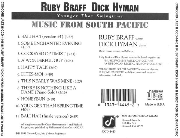 Ruby Braff, Dick Hyman : Music From South Pacific (CD, Album)