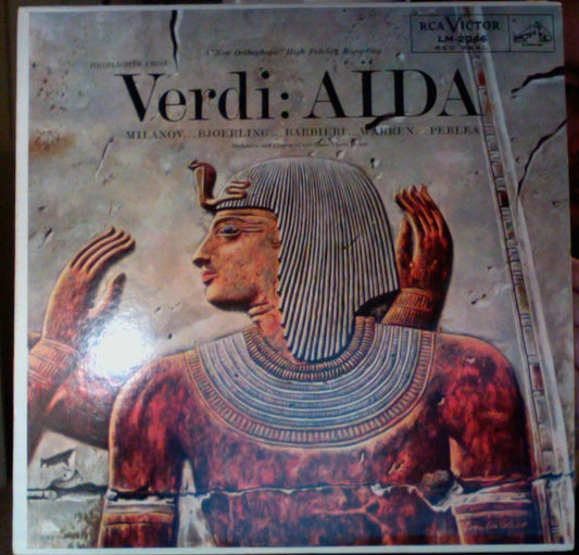 Giuseppe Verdi - Zinka Milanov, Fedora Barbieri, Jussi Björling, Leonard Warren, Boris Christoff, Jonel Perlea, Giuseppe Conca : Highlights From Verdi's Aïda (LP, Mono, RP)