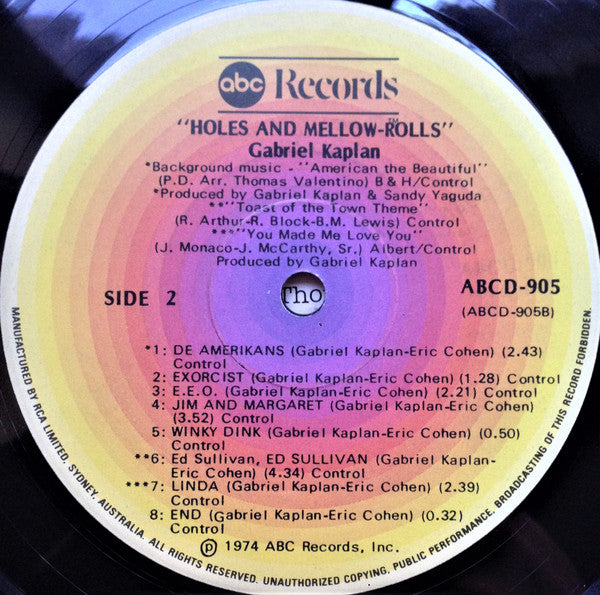 Gabriel Kaplan* : Holes And Mello-Rolls (LP, Album)