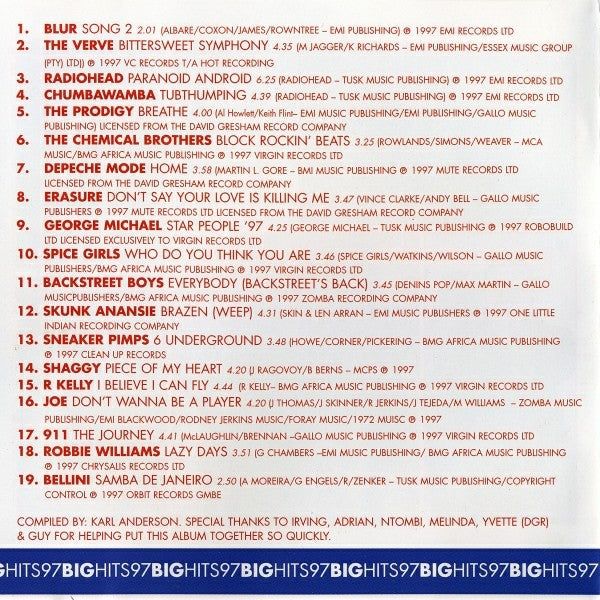 Various : Big Hits 97 (CD, Comp)