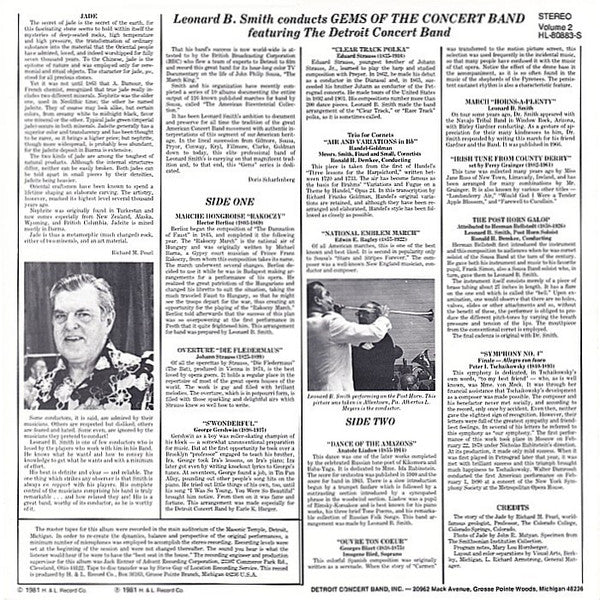 The Detroit Concert Band, Leonard B. Smith : Gems Of The Concert Band Volume 2 (LP, Album)