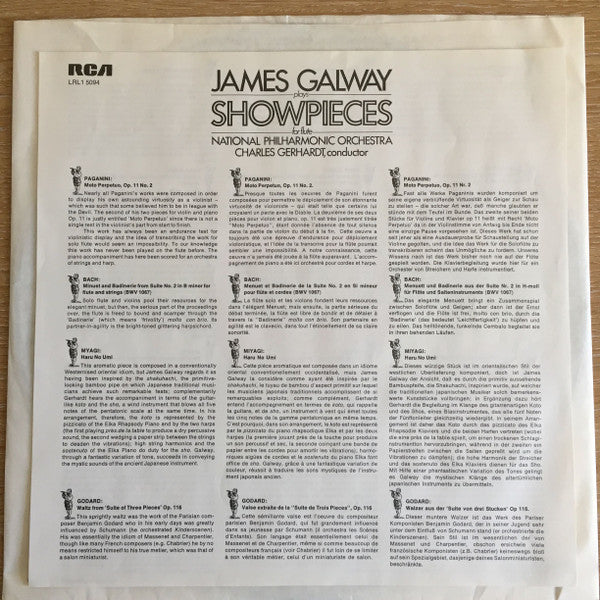 James Galway : James Galway Plays Showpieces For Flute (LP)