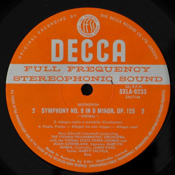 Beethoven*, Joan Sutherland, Marilyn Horne, James King (3), Martti Talvela, Vienna State Opera Chorus*, Hans Schmidt-Isserstedt, Vienna Philharmonic Orchestra* : Symphony No 9 'Choral' (LP)