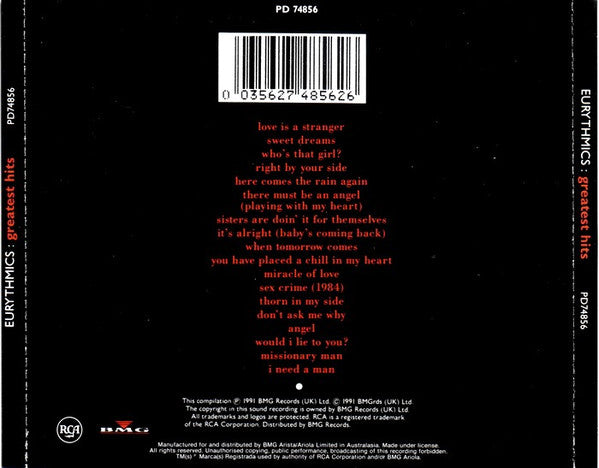 Eurythmics : Greatest Hits (CD, Comp, RE, SSD)