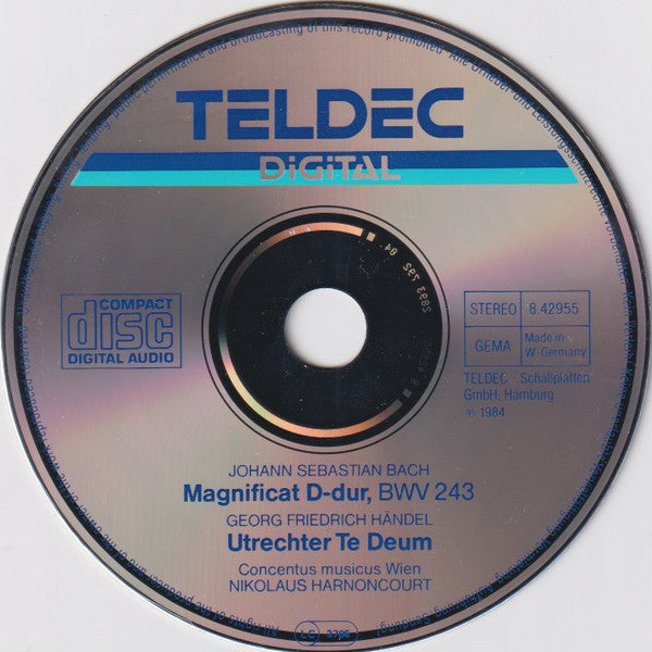 Bach*, Händel*, Concentus Musicus Wien, Nikolaus Harnoncourt, Arnold Schoenberg Chor, Erwin Ortner : Magnificat D-Dur, BWV 243 / Utrechter Te Deum (CD, Album)