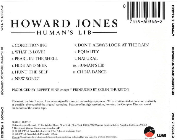Howard Jones : Human's Lib (CD, Album, RE)