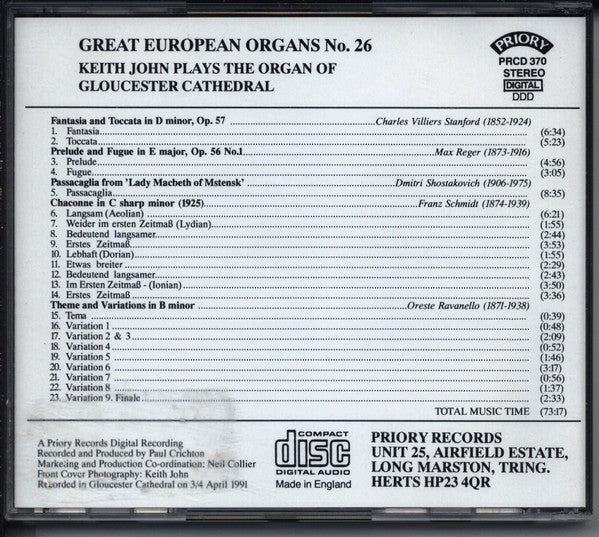 Keith John (3) : Keith John Plays The Organ Of Gloucester Cathedral (CD, Album)