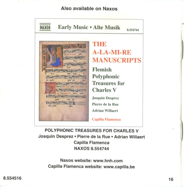Johannes Ockeghem • Josquin Des Prés • Tielman Susato • Pierre de la Rue - Capilla Flamenca : Oh Flanders Free (Music Of The Flemish Renaissance) (CD, Album)