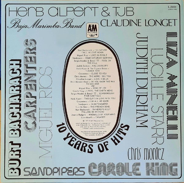 Various : A&M 10 Years Of Hits (LP, Comp)