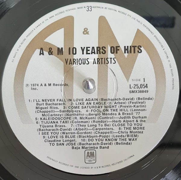 Various : A&M 10 Years Of Hits (LP, Comp)
