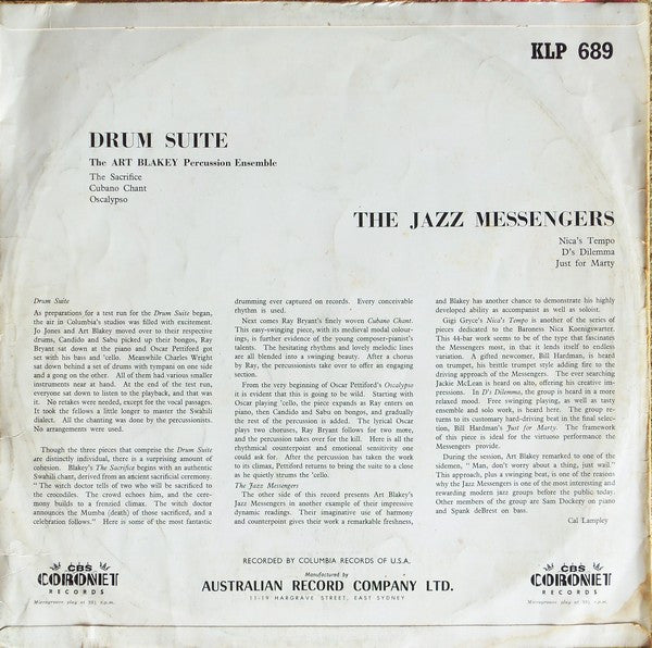 Art Blakey & The Jazz Messengers : Drum Suite (LP, Album, Mono)