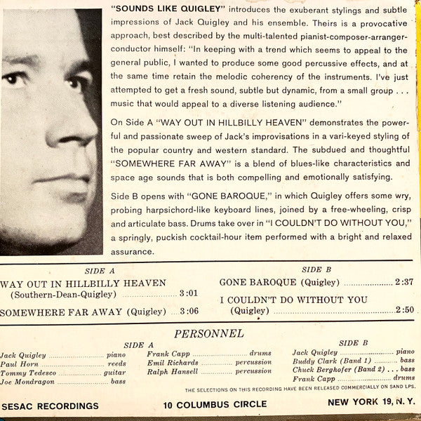 Jack Quigley : Sounds Like Quigley (7", EP, Mono, Promo)