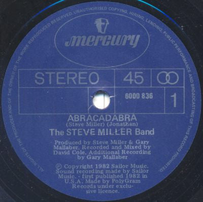 The Steve Miller Band* : Abracadabra (7", Single)