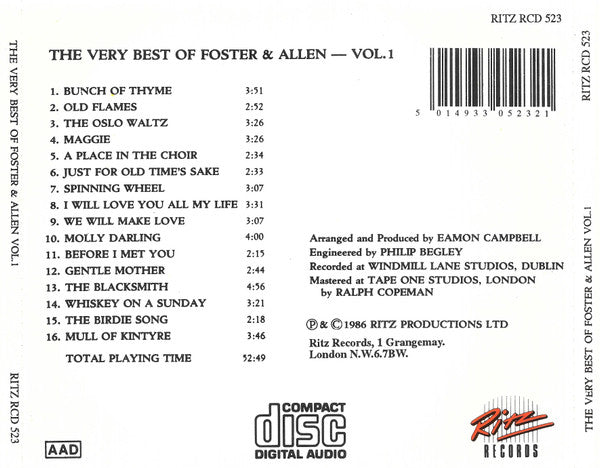 Foster & Allen : The Very Best Of Foster & Allen (CD, Album, Comp, RE)