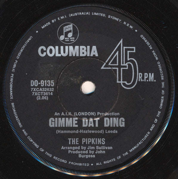 The Pipkins : Gimme Dat Ding (7", Single)