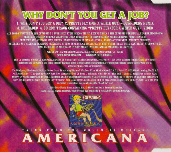 The Offspring : Why Don't You Get A Job? (CD, Single, Enh)