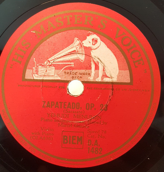 Yehudi Menuhin : Zapateado, Op. 23 / Hungarian Dance No. 7 In A Major (Shellac, 10")