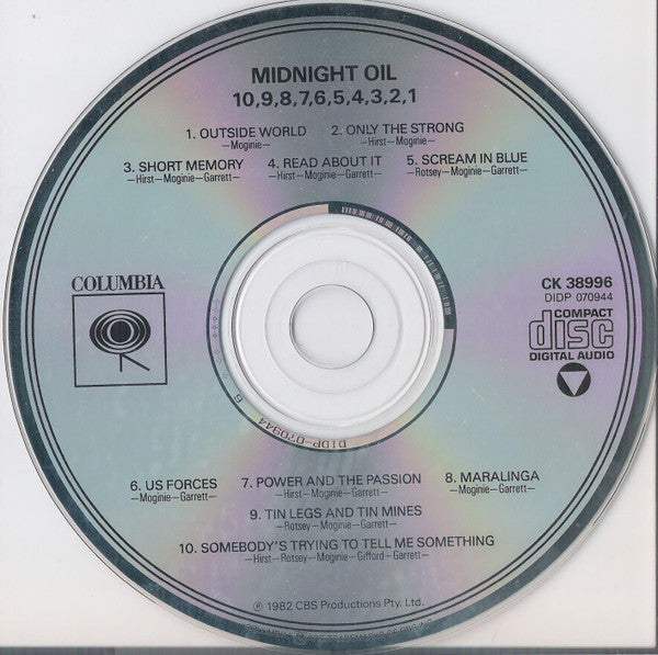 Midnight Oil : 10, 9, 8, 7, 6, 5, 4, 3, 2, 1 (CD, Album, RE)