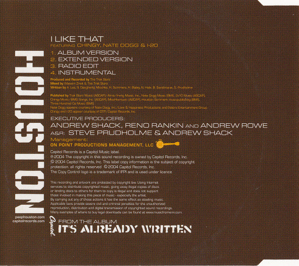 Houston (2) Featuring Chingy, Nate Dogg & I-20 : I Like That (CD, Maxi, Copy Prot.)