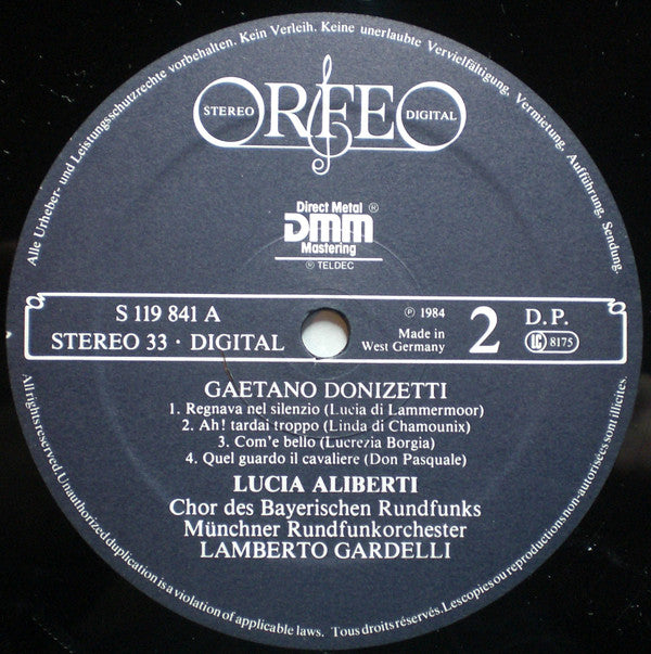 Lucia Aliberti, Münchner Rundfunkorchester • Lamberto Gardelli : Berühmte Opernarien • Famous Opera Arias • Airs D'Opéra Célèbres (LP, Album)