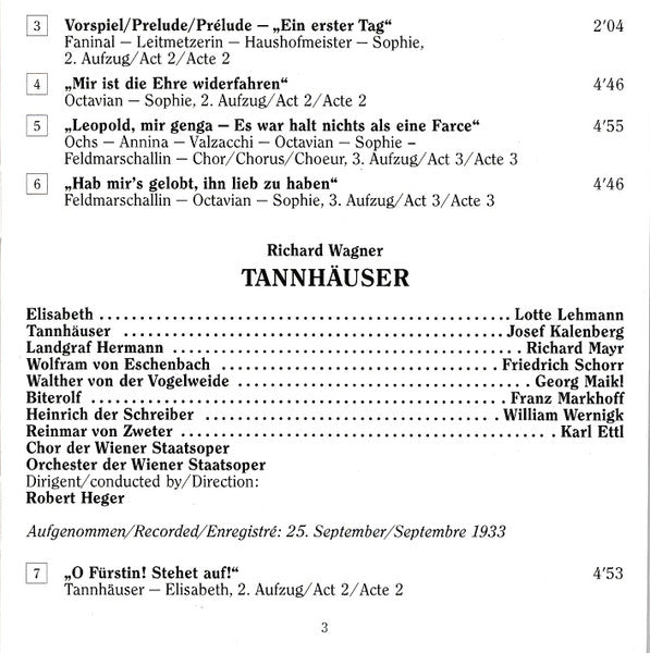 Lotte Lehmann, Maria Jeritza, Helge Roswaenge : Giordano, Gounod, Leoncavallo, Mascagni, Strauss, Wagner (1933-1936) - Edition Wiener Staatsoper Live Vol. 12 (2xCD, Comp, Mono, RM)