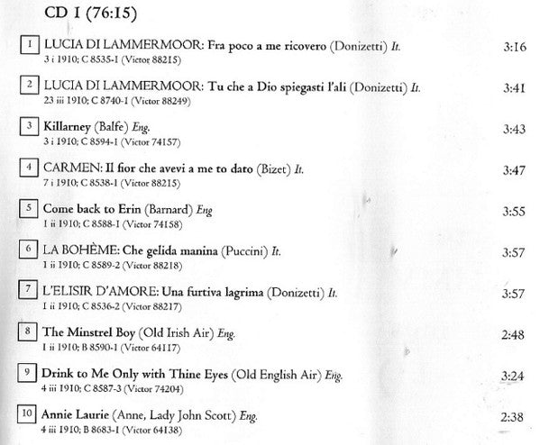 John McCormack (2) : The Acoustic Victor And HMV Recordings (1910-11) (2xCD, Comp)