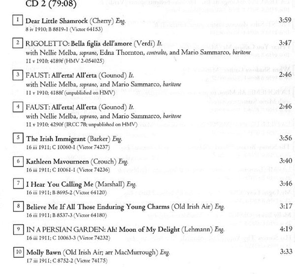 John McCormack (2) : The Acoustic Victor And HMV Recordings (1910-11) (2xCD, Comp)