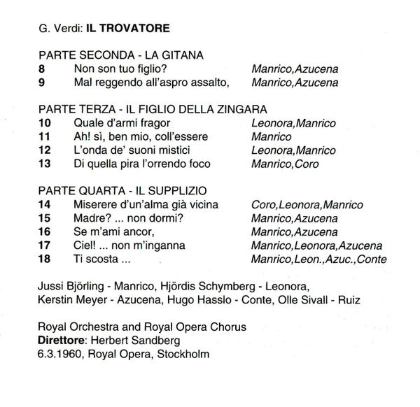 Jussi Björling : Jussi Björlings's Last Concert (CD, Album)