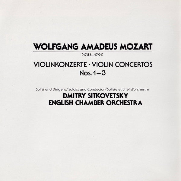 Wolfgang Amadeus Mozart, Dmitry Sitkovetsky, English Chamber Orchestra : Violin Concertos Nos.1, 2 & 3 (CD, Album)
