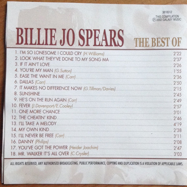 Billie Jo Spears : The Best Of (CD, Comp)