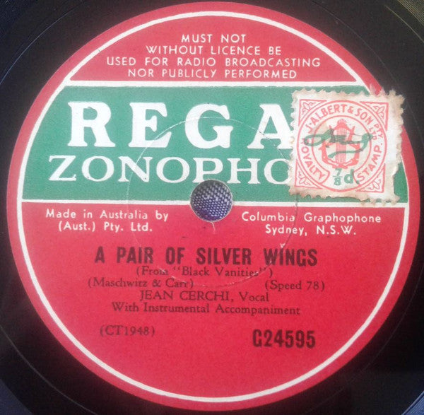 Jean Cerchi : A Pair Of Silver Wings / The White Cliffs Of Dover (Shellac, 10")
