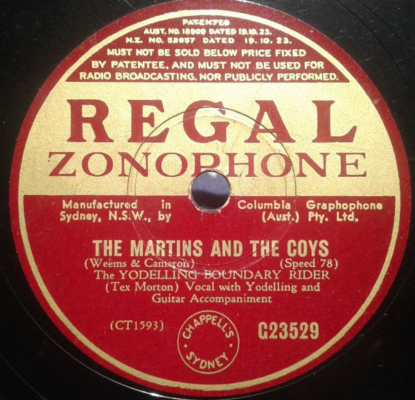 Tex Morton (2) : The Martins And The Coys / Move Along Baldy (Shellac, 10")