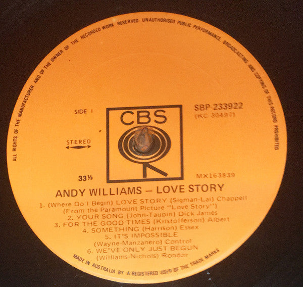 Andy Williams : Love Story (LP, Album)