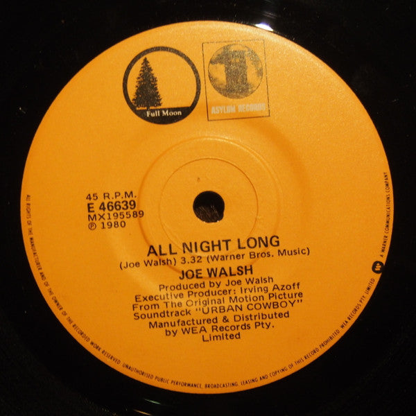 Joe Walsh : All Night Long (7", Single)