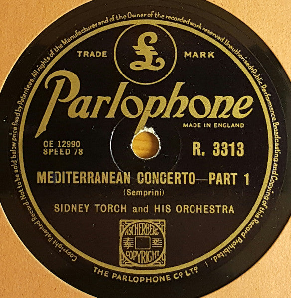 Sidney Torch & Orchestra : Mediterranean Concerto (Shellac, 10")