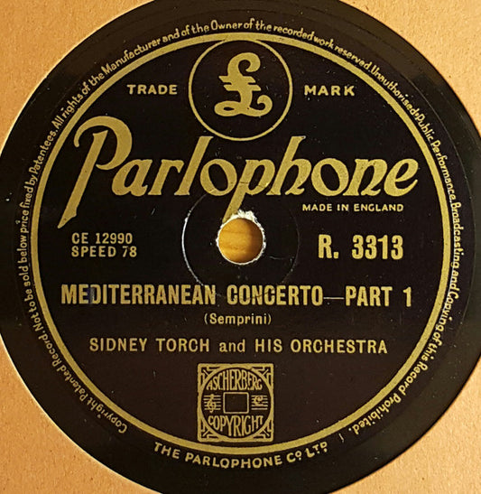 Sidney Torch & Orchestra : Mediterranean Concerto (Shellac, 10")