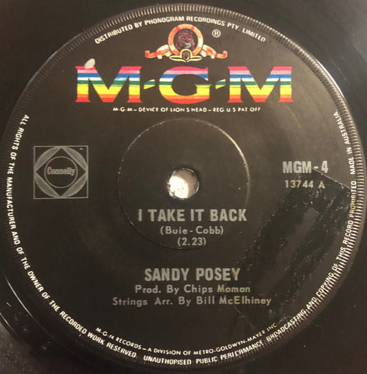 Sandy Posey : I Take It Back (7", Single)