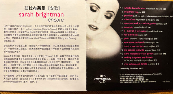 Sarah Brightman : Encore (CD, Comp)