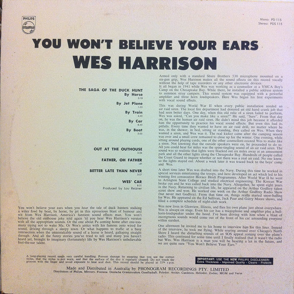 Wes Harrison : You Won't Believe Your Ears (LP)