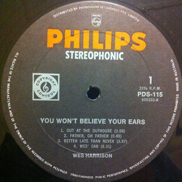 Wes Harrison : You Won't Believe Your Ears (LP)