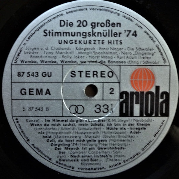 Various : Die 20 Grossen Stimmungsknüller '74 (LP, Comp)